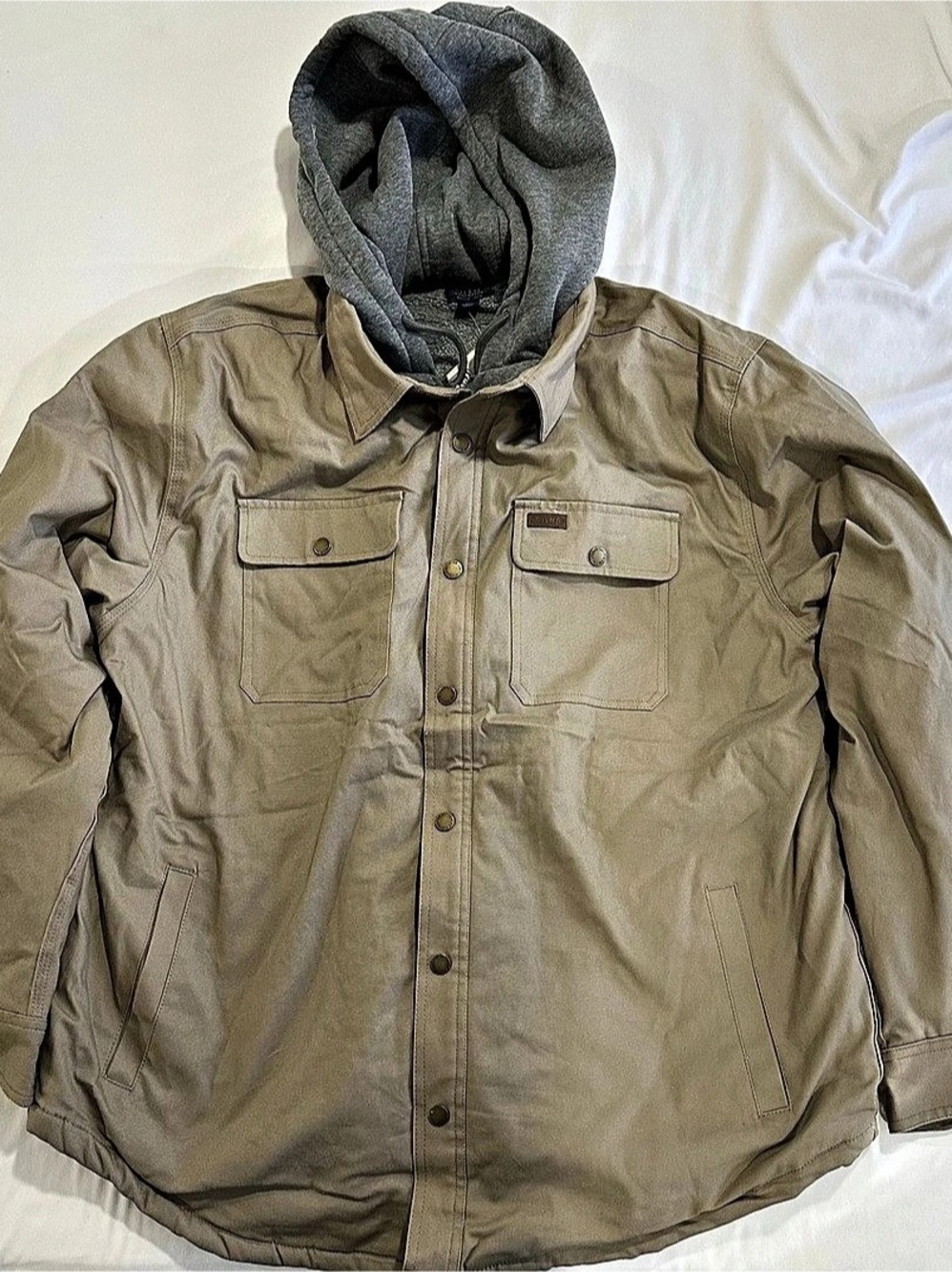 Smith's Workwear Sherpa-Lined Hooded Canvas Snap Shirt-Jacket